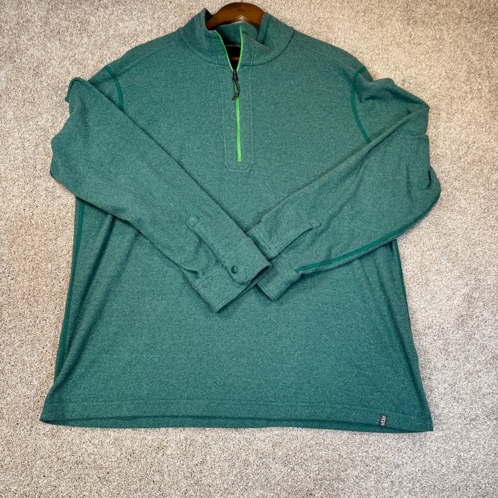 Stio Mens XL Sweetwater Fleece Quarter Zip Pullover Green